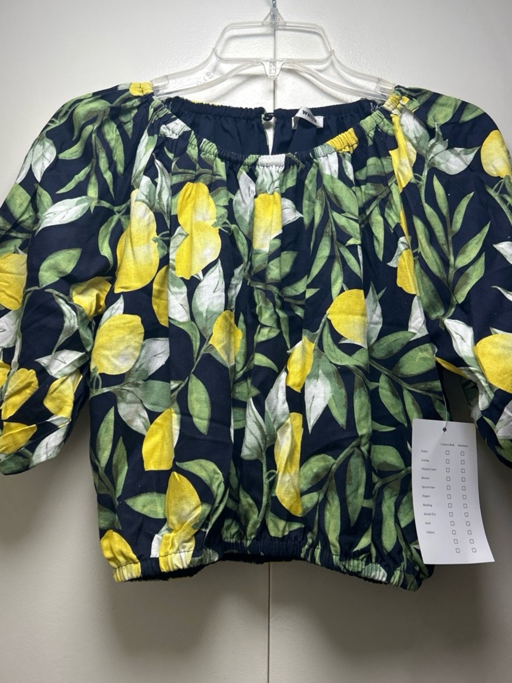 Women’s Black Lemon Print Off-Shoulder Crop Top by